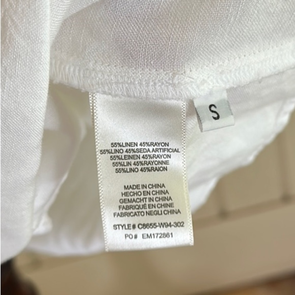 Cloth & Stone Anthropologie Small White Button-Down Dress with Front Tie - Picture 7 of 7